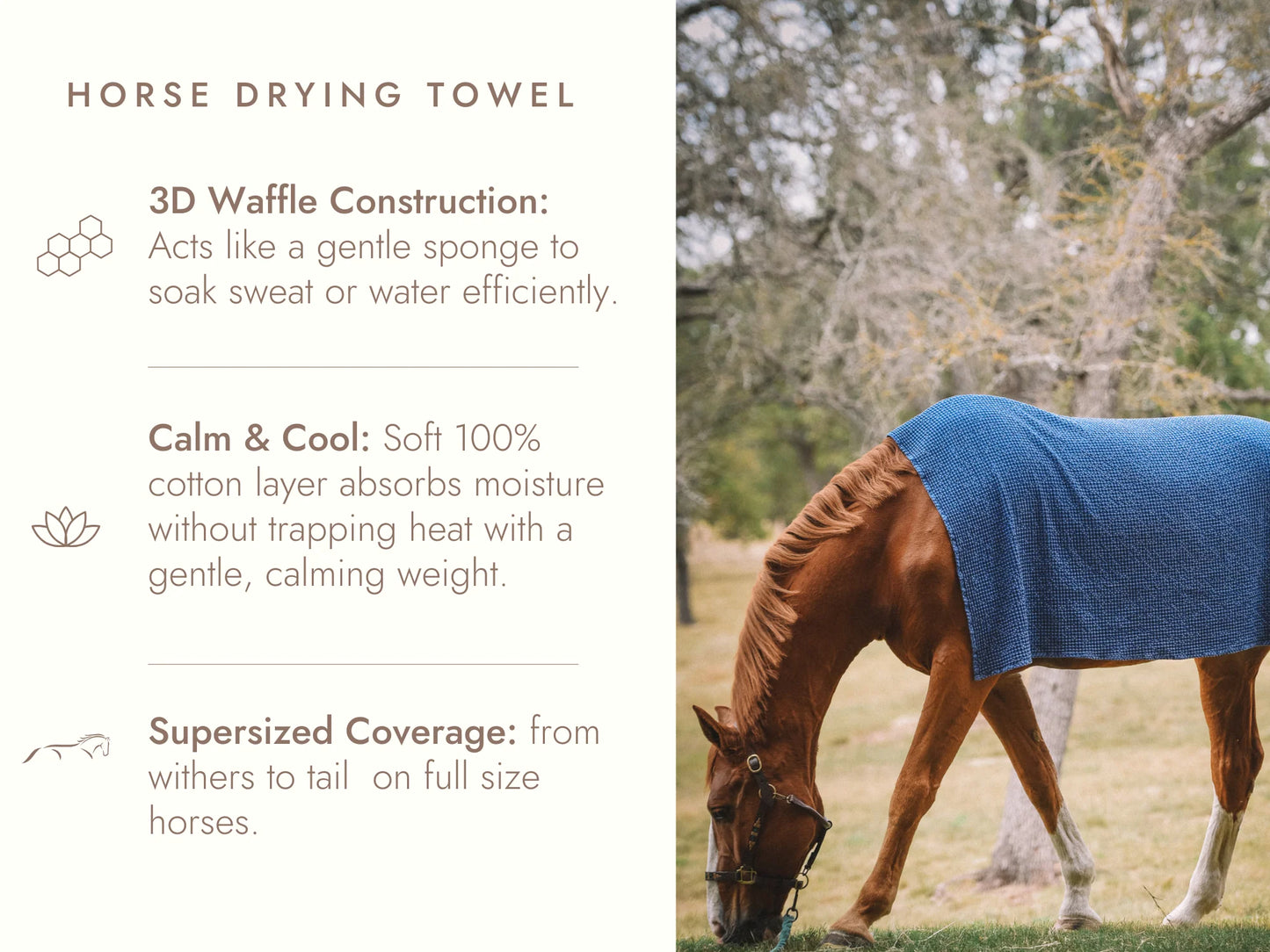 16 Cypress Cotten Waffle Horse Towel - Sand
