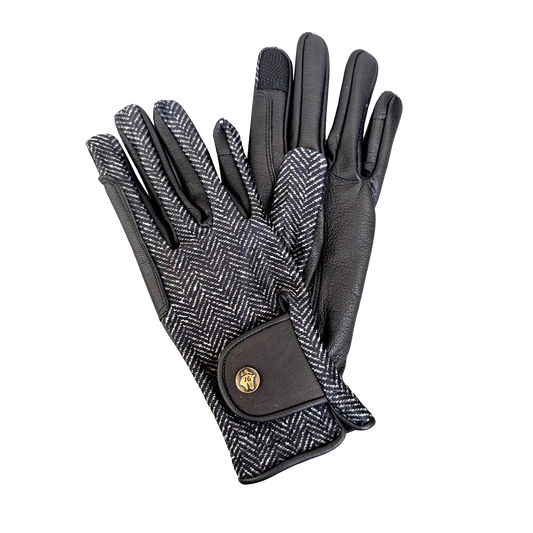 16 Cypress Riding Gloves - Black Herringbone