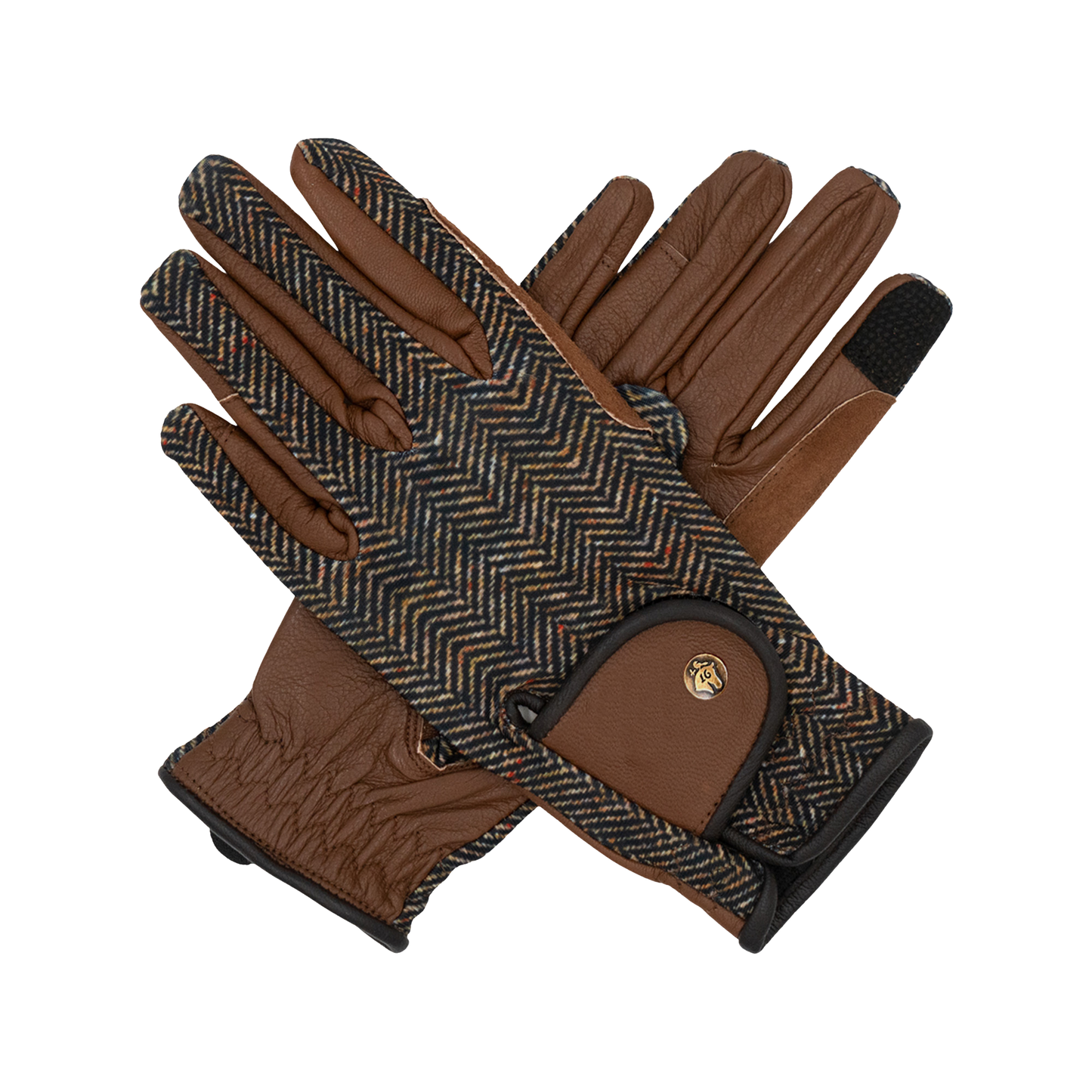 16 Cypress Riding Gloves - Herringbone & Cognac