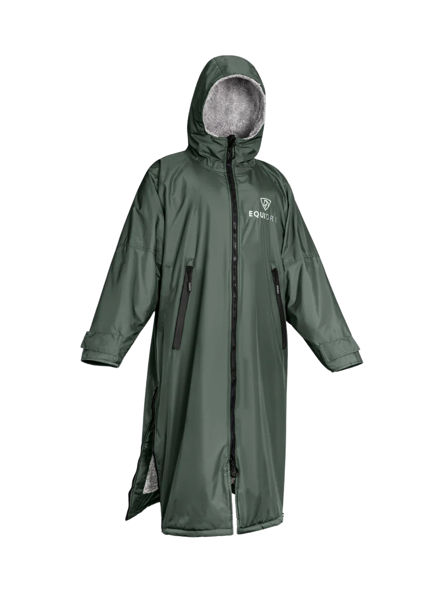 EquiDry Original Thick Fleece Coat - Black Forest Green & Grey