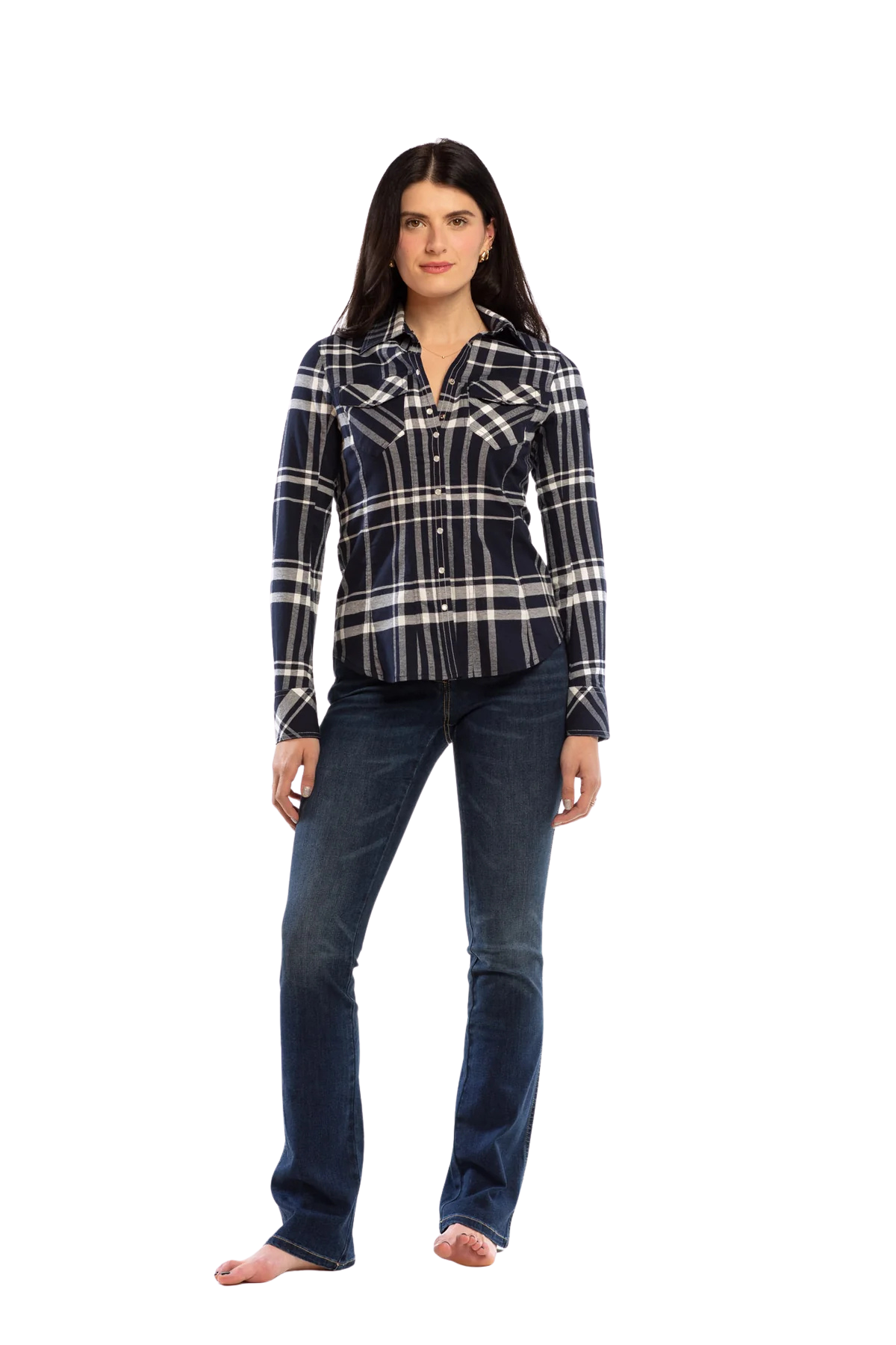 Goode Rider Tartan Plaid Jean Shirt - Long Sleeve