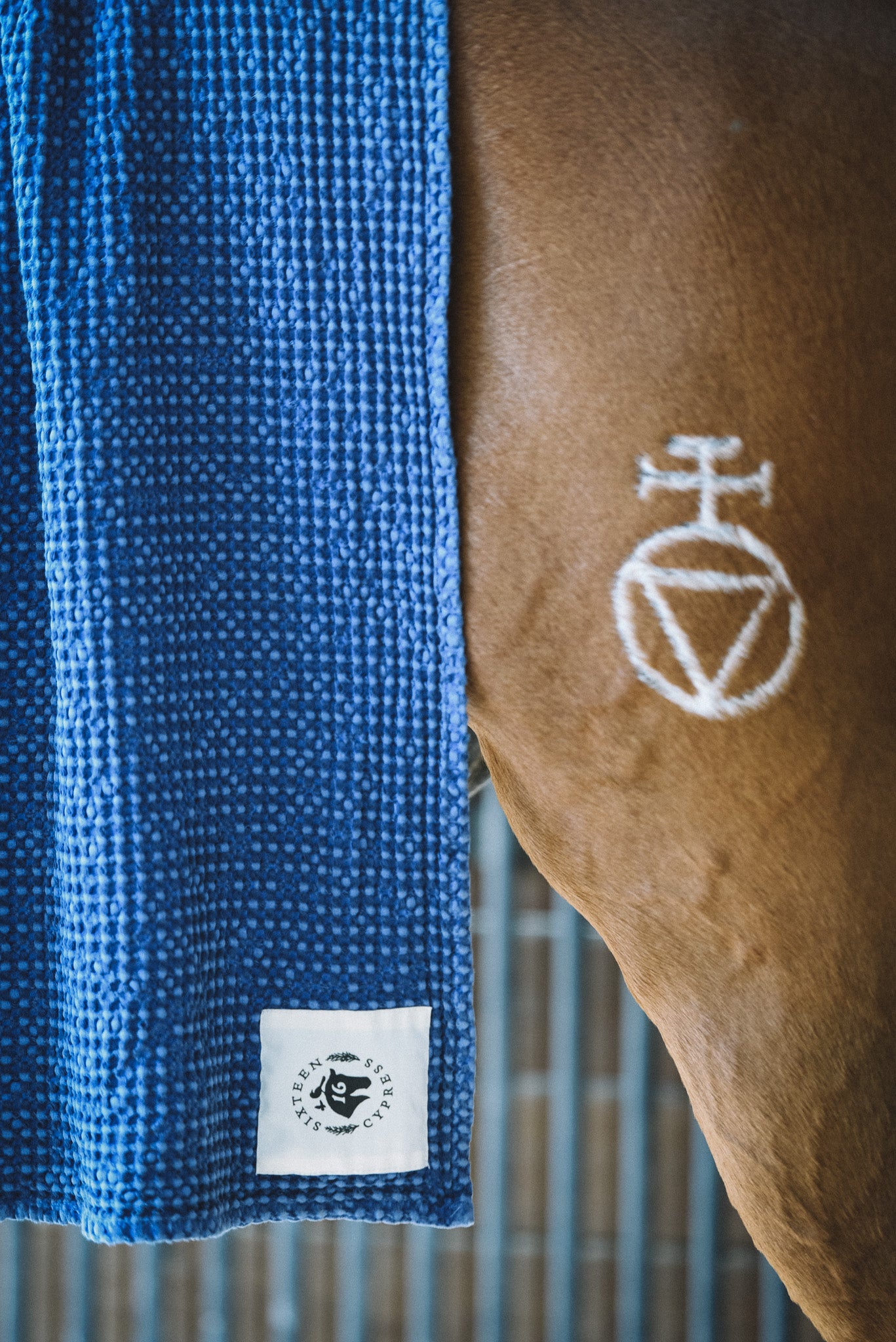 16 Cypress Cotten Waffle Horse Towel - Indigo