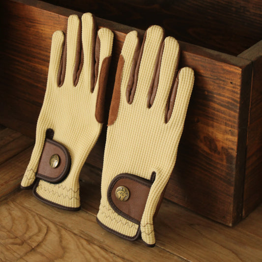16 Cypress Riding Gloves - Ivory & Cognac